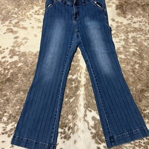 High-Rise Blue Jeans striped